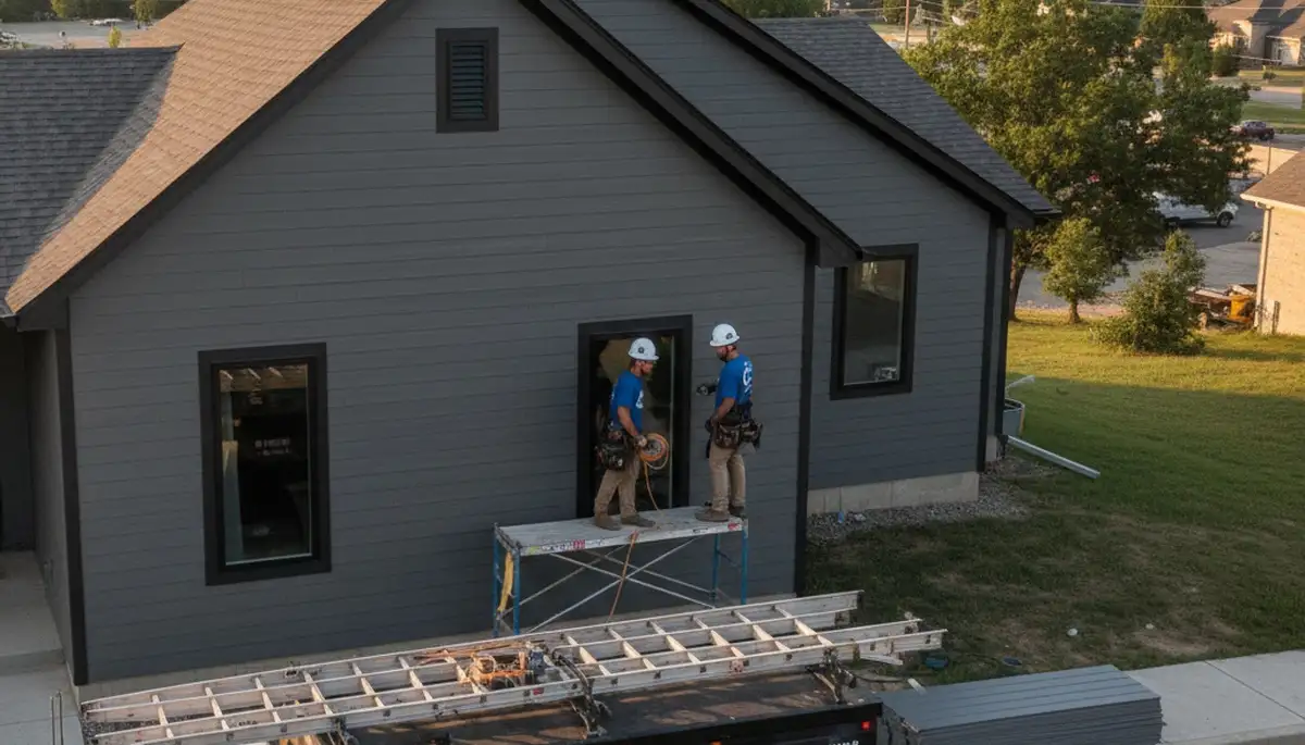 Professional vinyl siding installation on a Tulsa OK home exterior by local contractors