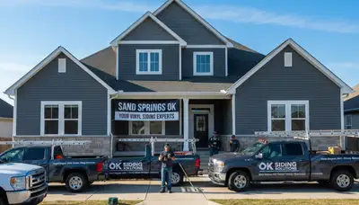 Professional vinyl siding installation on suburban home in Tulsa, OK