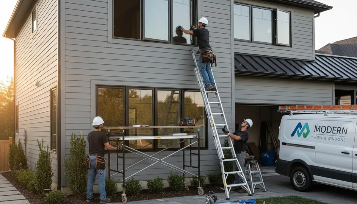 Vinyl siding and window replacement by Next Level Exteriors in Tulsa, OK home exterior upgrade